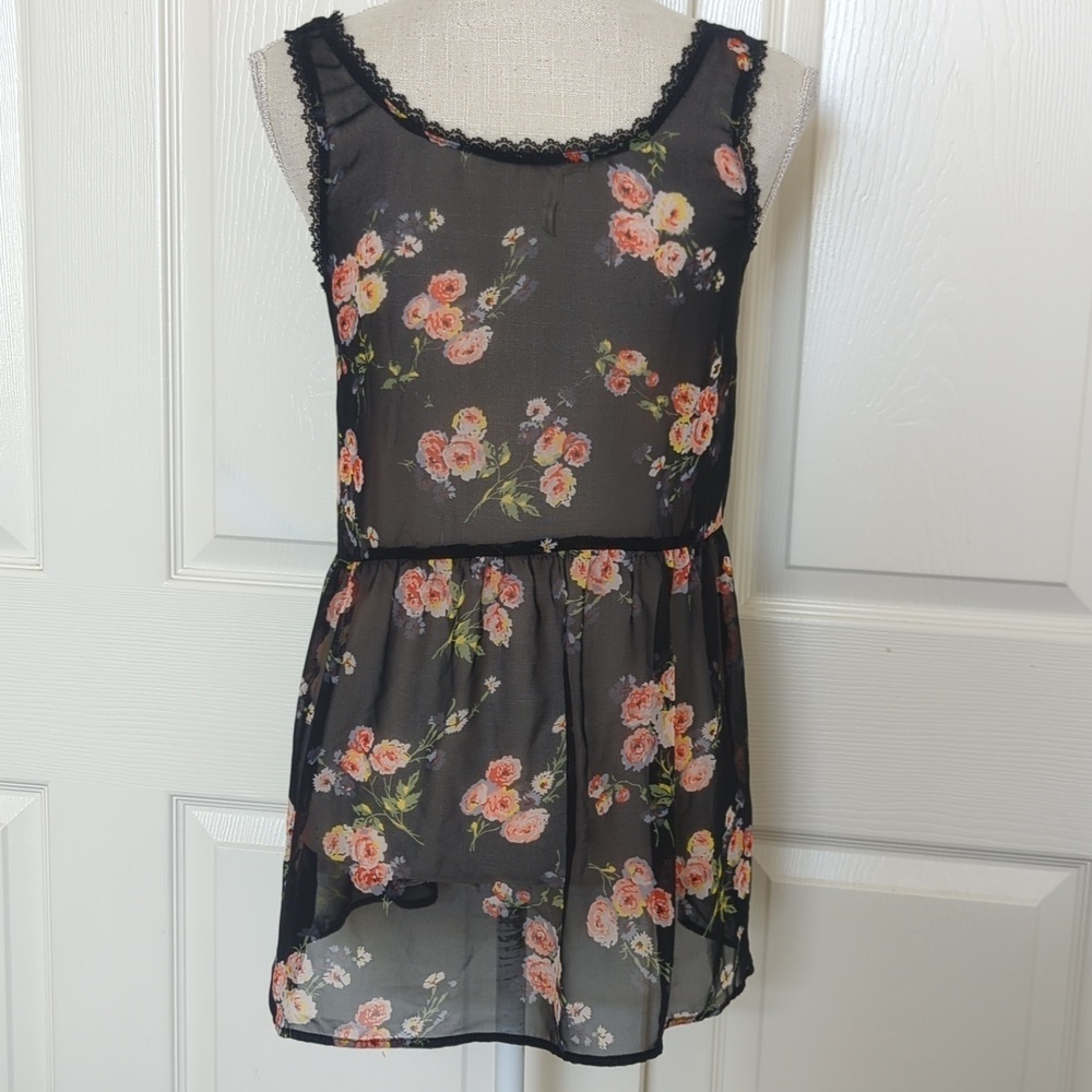Kirra Black Sheer Floral Tank - Picture 4 of 6